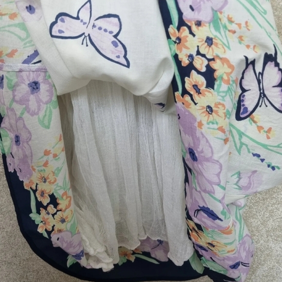 Pistachio Dress Womens L Summer Shirred Back Spaghetti Strap Butterfly Cotton - Picture 7 of 9